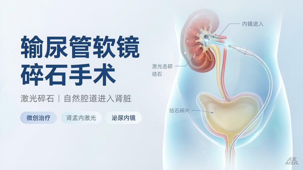 输尿管软镜碎石手术示意图